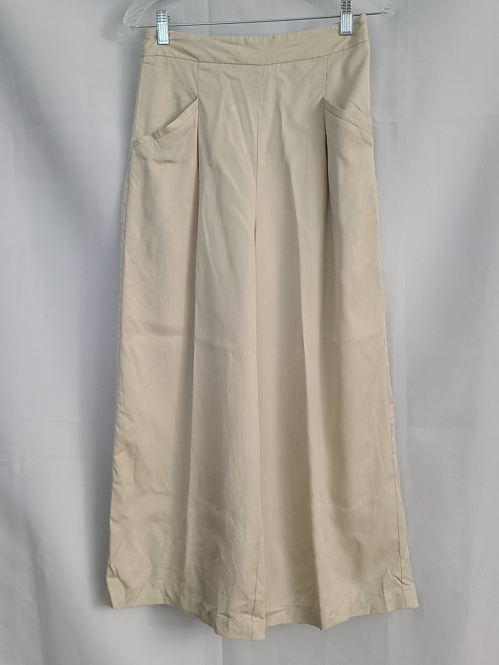 NWT Zara S Beige Neutral Minimalist  Lightweight High Rise Wide Leg Cropped Pant